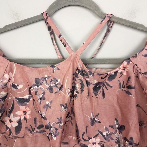 EXPRESS | Floral Off the Shoulder V Halter Blouse Purple Blue Women’s Size XS - Picture 5 of 10